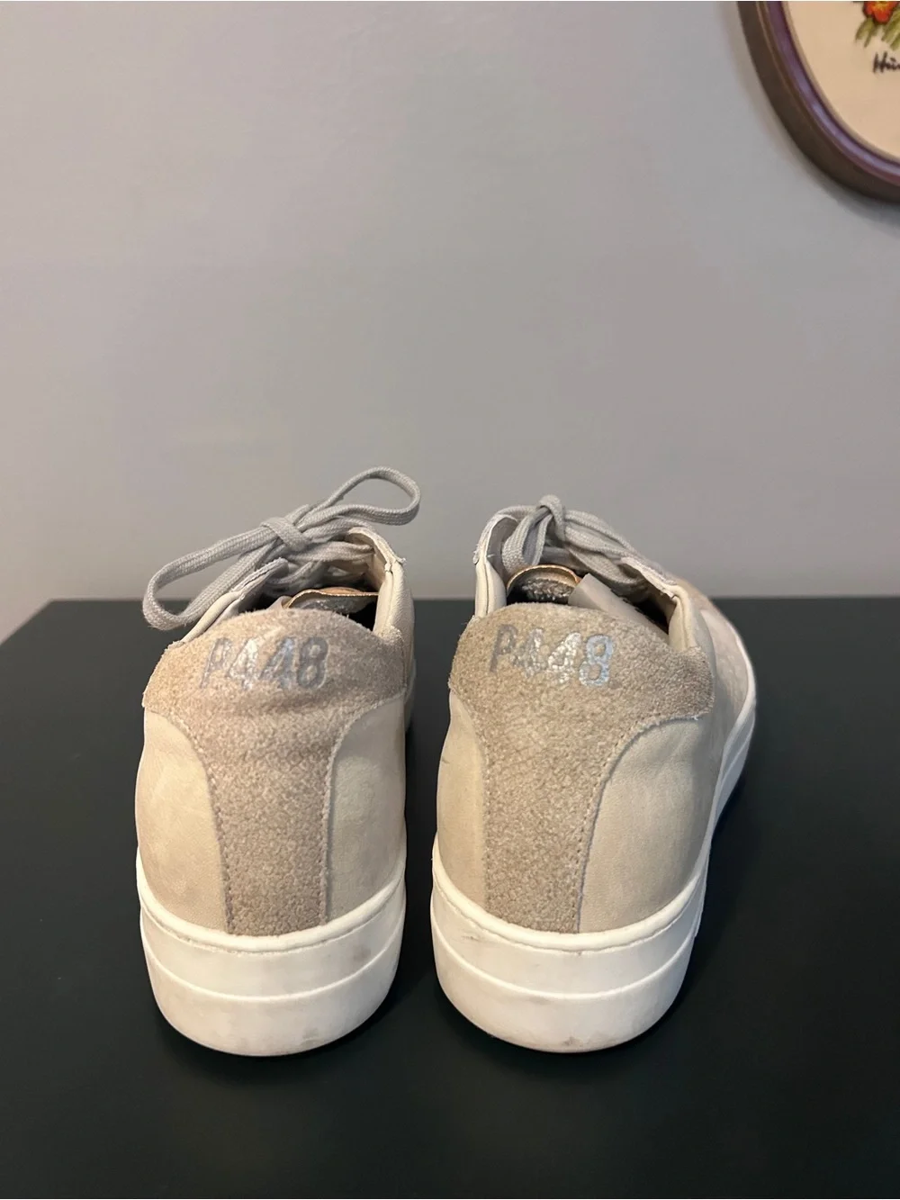 P448 Suede Low-Top Sneakers in Beige Gray